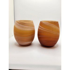 Amber Glass Votive Holders set of 2